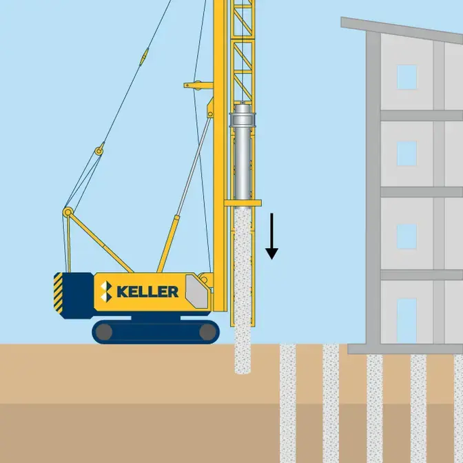 Driven cast in-situ piles illustration