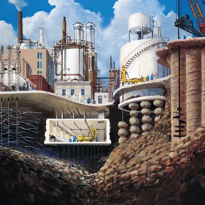 Illustration of industrial foundations