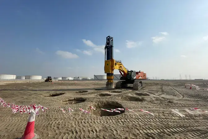 rapid impact compaction in progress