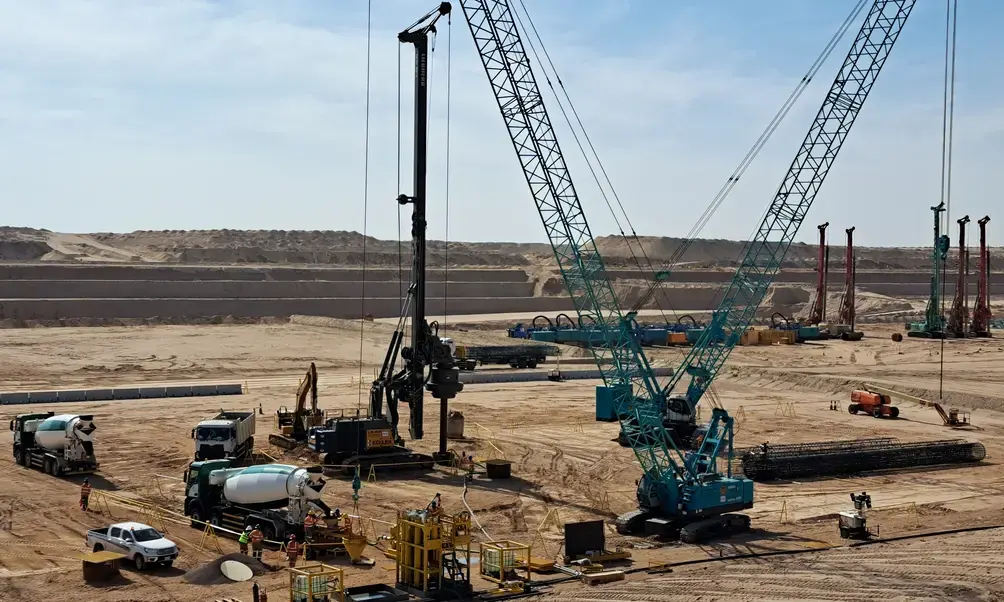 installing bored piles at The Line NEOM