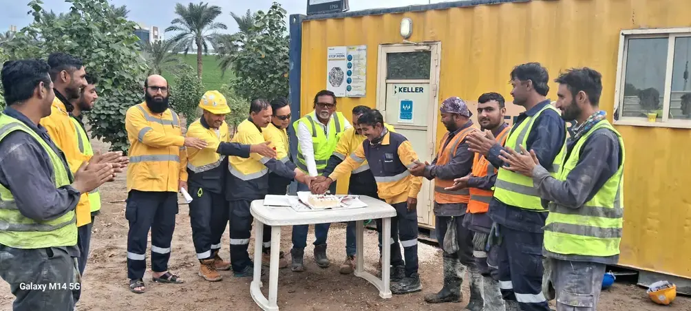Celebrating Bahrain National day on site