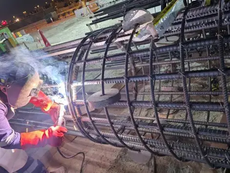 welding of cages in progress