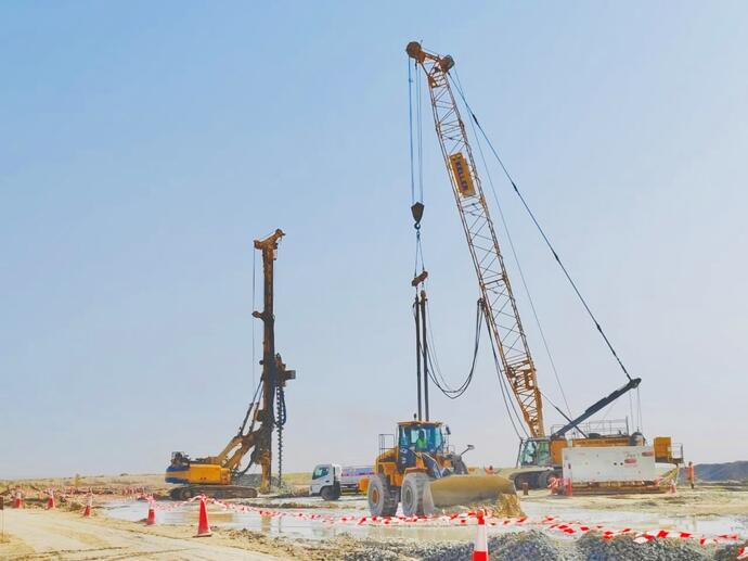 ground improvement such as vibro replacement, cavity grouting and probing works in progress