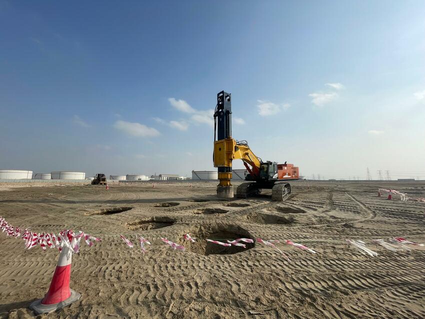 rapid impact compaction in progress